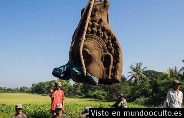 Desentierran tres enormes cabezas de estatua en Cambodia   Mundo oculto